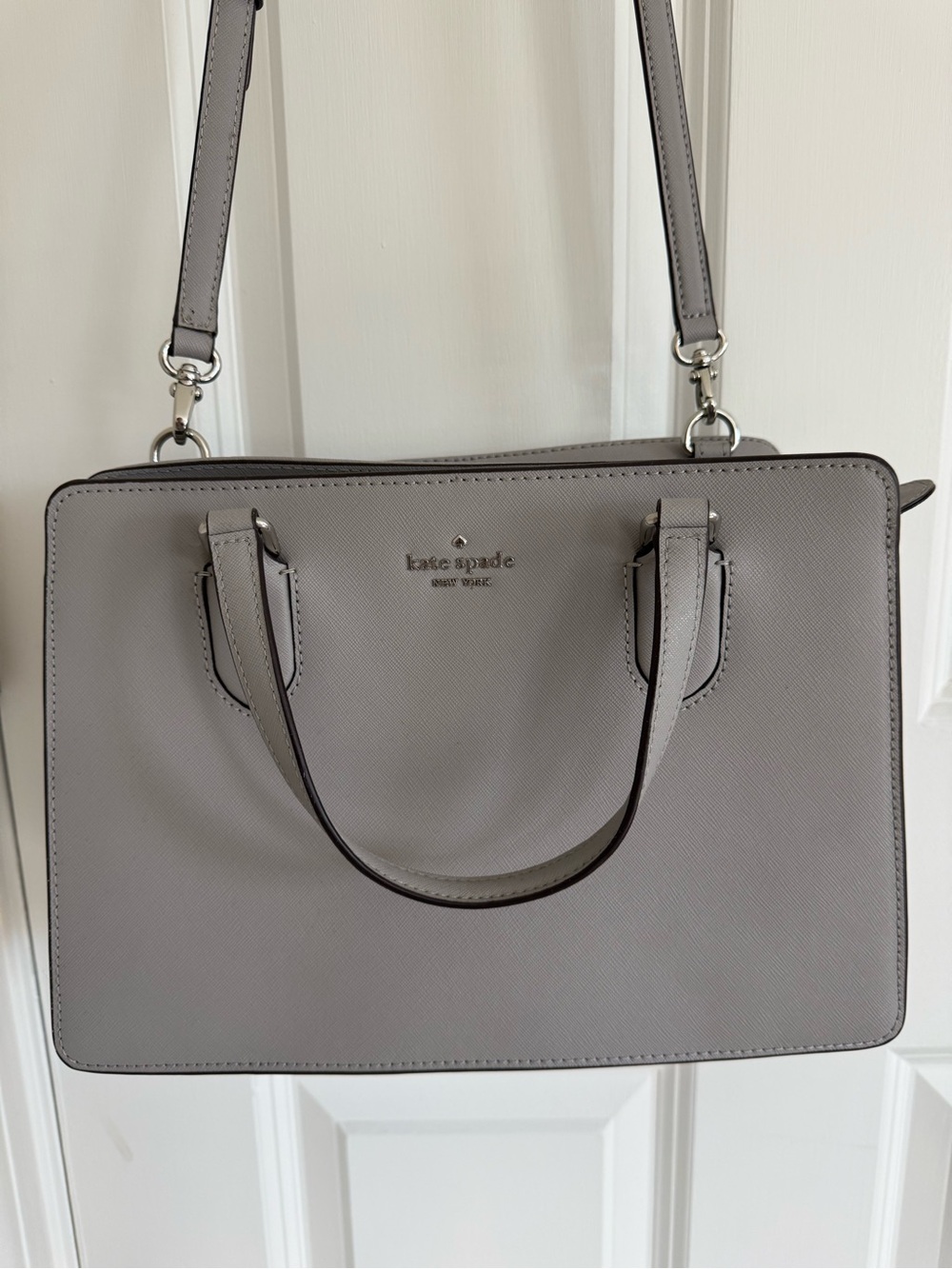 kate spade gray structured satchel with detachable strap